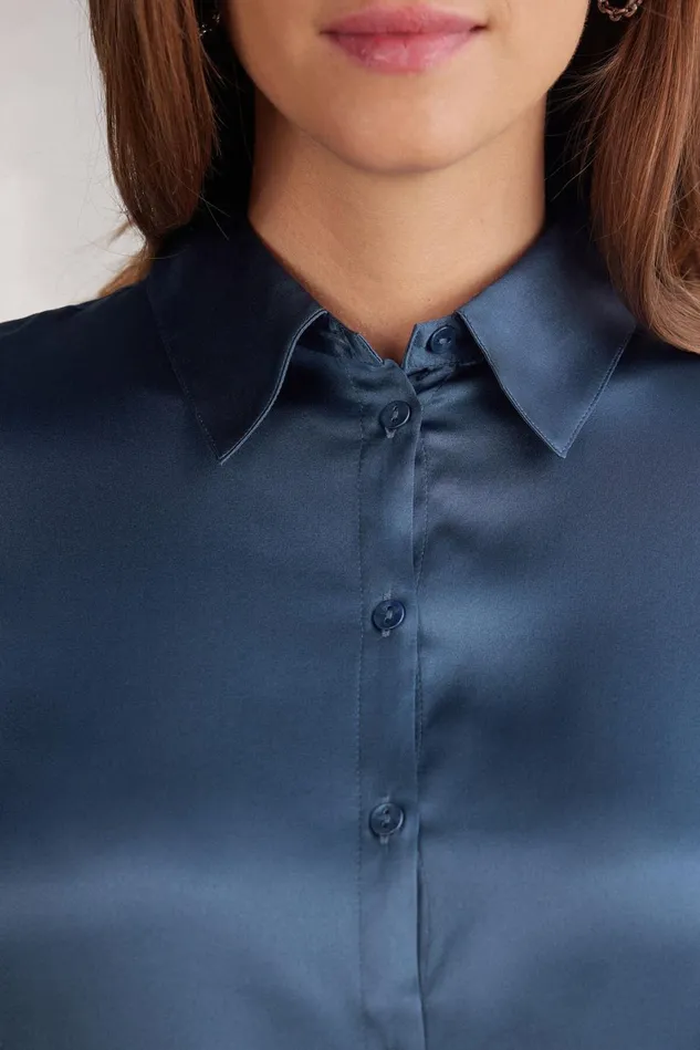 Intimissimi Shirts Women Silk Shirt Blue 658j 8211 Lapis Blue