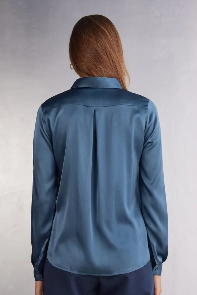 Intimissimi Shirts Women Silk Shirt Blue 658j 8211 Lapis Blue