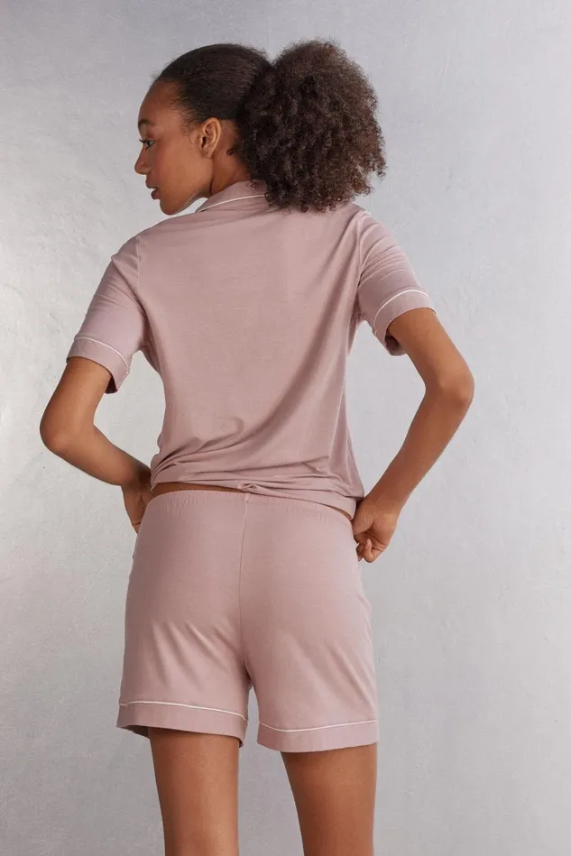 Intimissimi Short Pajamas Women Modal Shorts With Contrast Trim Pink 011i 8211 Elegant Pink