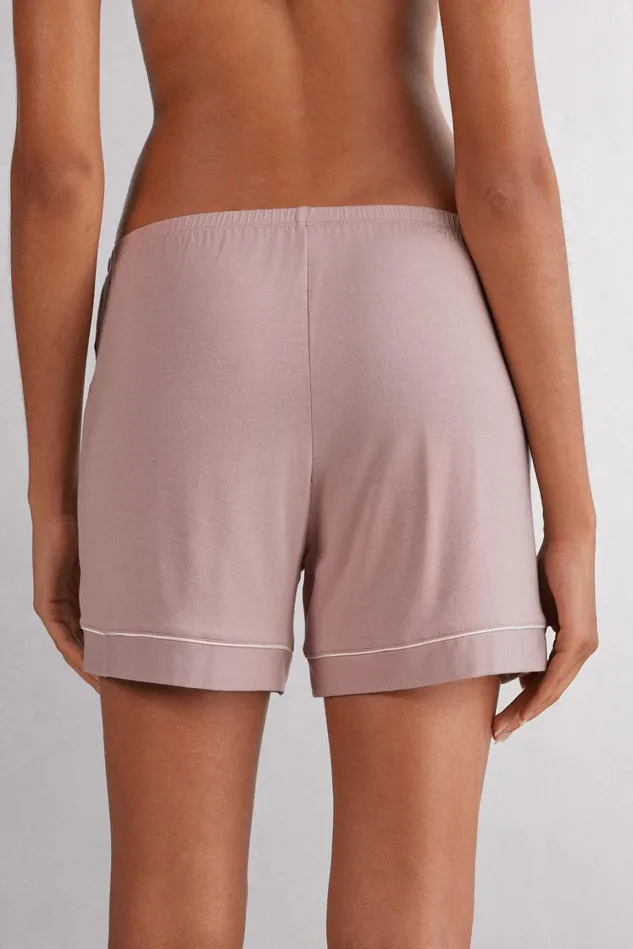 Intimissimi Short Pajamas Women Modal Shorts With Contrast Trim Pink 011i 8211 Elegant Pink