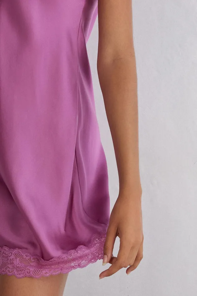Intimissimi Slips Babydolls Women Silk Slip With Lace Insert Detail Pink 343j 8211 Bright Violet