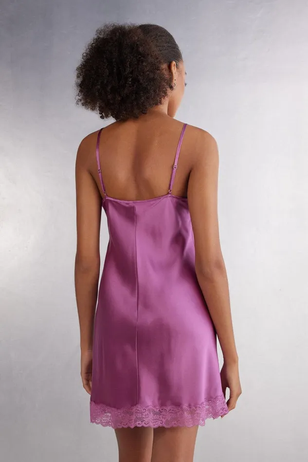 Intimissimi Slips Babydolls Women Silk Slip With Lace Insert Detail Pink 343j 8211 Bright Violet