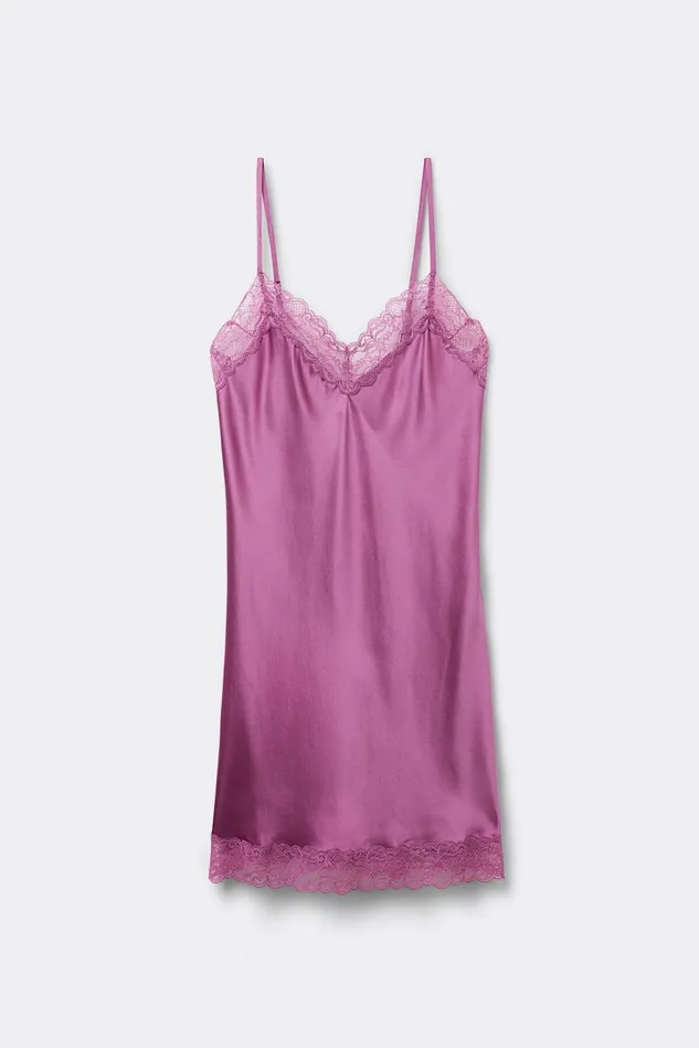 Intimissimi Slips Babydolls Women Silk Slip With Lace Insert Detail Pink 343j 8211 Bright Violet