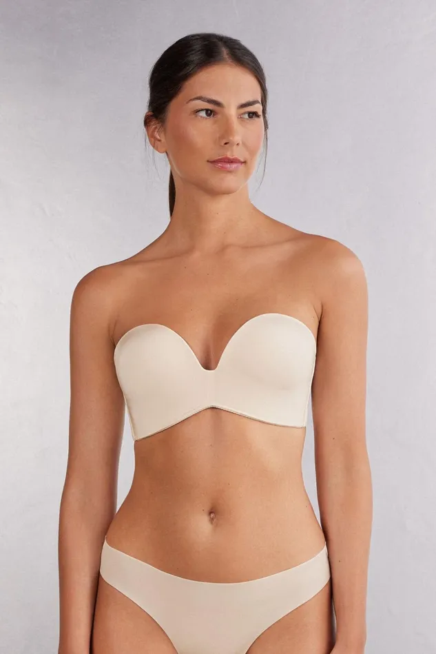 Intimissimi Strapless Bandeau Women Laura Bandeau Bra In Ultralight Microfiber Natural 2280 8211 Avorio Crema