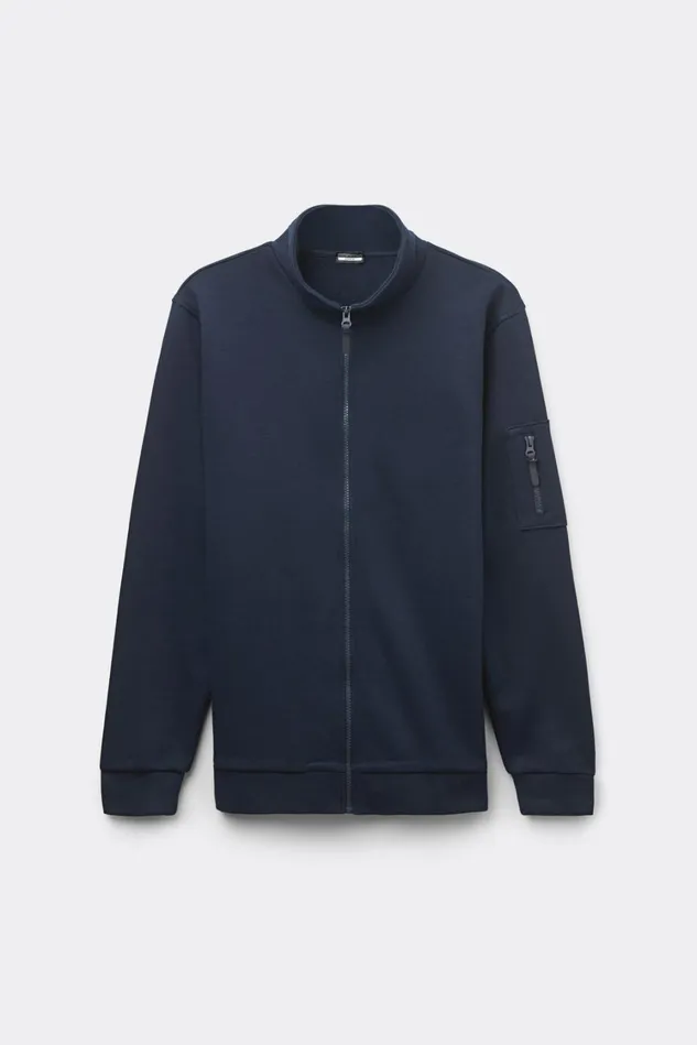 Intimissimi Sweatshirts Men Brushed High Collar Zip Sweatshirt Blue 1467 8211 Intense Blue