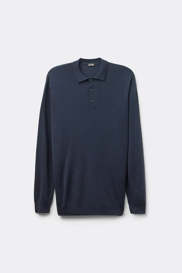 Intimissimi Sweatshirts Men Long Sleeve Knit Polo Blue 1467 8211 Intense Blue