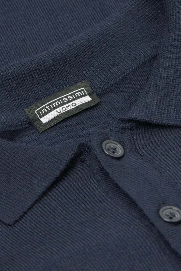 Intimissimi Sweatshirts Men Long Sleeve Knit Polo Blue 1467 8211 Intense Blue