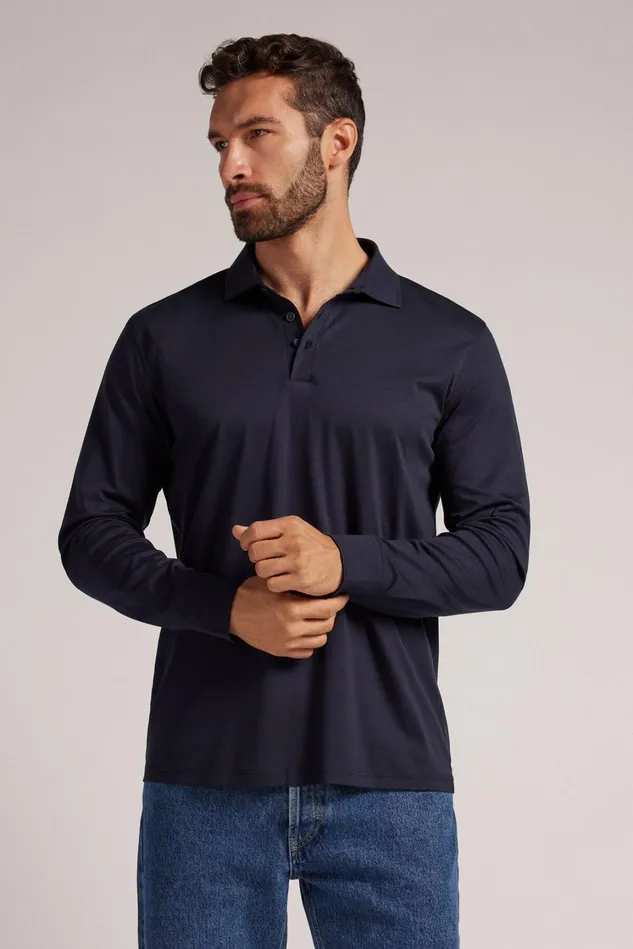 Intimissimi Sweatshirts Men Mercerized Cotton Polo Blue 800 8211 Blu Notte