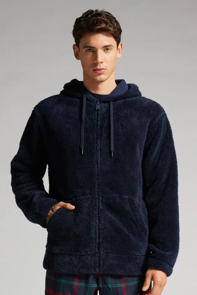 Intimissimi Sweatshirts Men Polar Fleece Zip Sweatshirt Blue 800 8211 Blu Notte