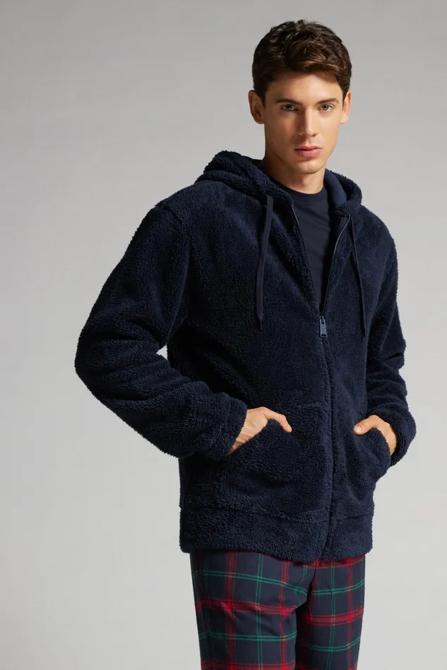 Intimissimi Sweatshirts Men Polar Fleece Zip Sweatshirt Blue 800 8211 Blu Notte