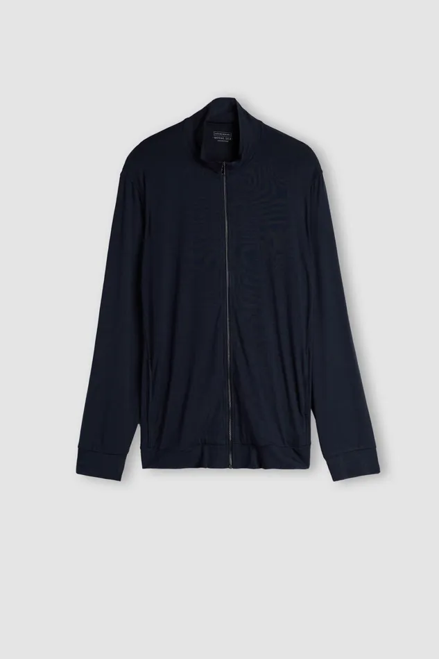 Intimissimi Sweatshirts Men Silk And Modal ZipUp Sweatshirt Blue 800 8211 Blu Notte