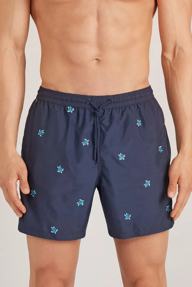 Intimissimi Swim Trunks Men Embroidered Turtle Swim Trunks Blue 637j 8211 Tartarughe Blu Intenso Intimissimi Swim Trunks Men Embroidered Turtle Swim Trunks Blue 637j 8211 Tartarughe Blu Intenso