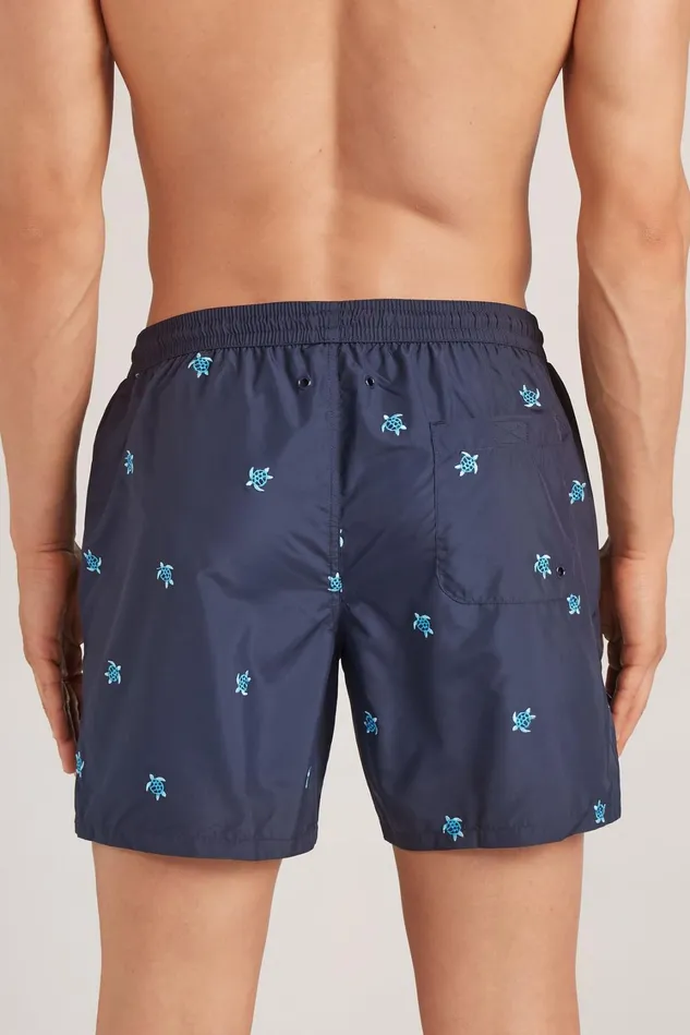 Intimissimi Swim Trunks Men Embroidered Turtle Swim Trunks Blue 637j 8211 Tartarughe Blu Intenso