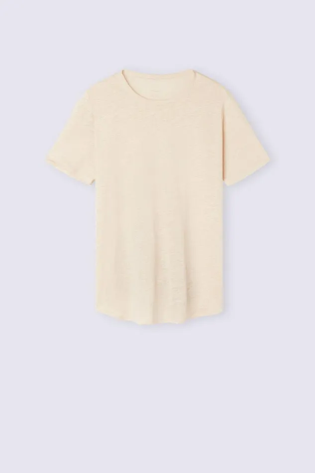 Intimissimi TShirt Women Short Sleeve Linen Top Natural 913i 8211 Rope Beige
