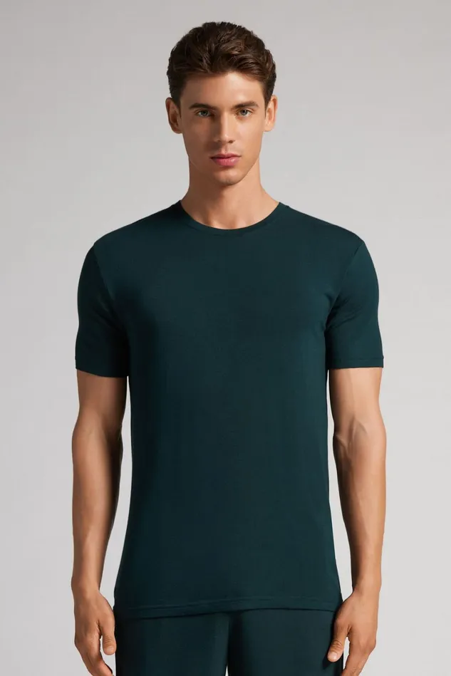 Intimissimi TShirts Polos Men Modal And Silk TShirt Green 132j 8211 Verde Scuro