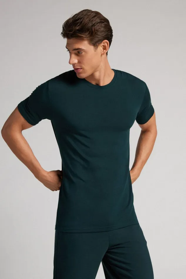 Intimissimi TShirts Polos Men Modal And Silk TShirt Green 132j 8211 Verde Scuro