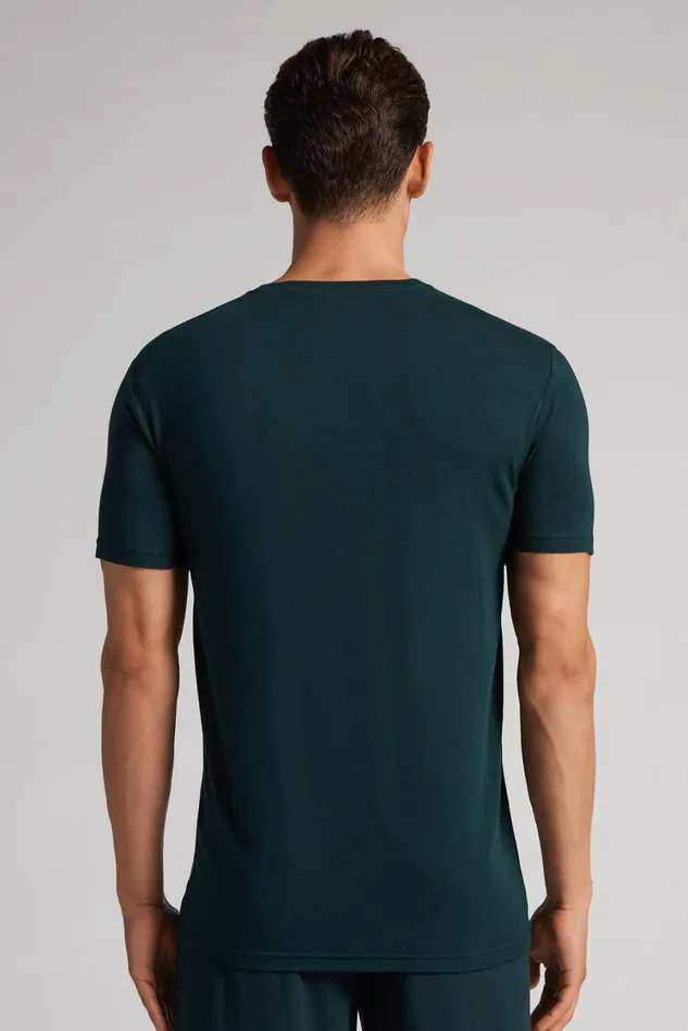 Intimissimi TShirts Polos Men Modal And Silk TShirt Green 132j 8211 Verde Scuro