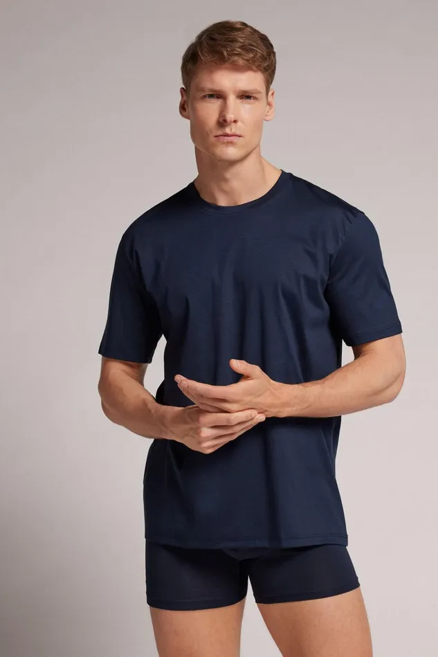 Intimissimi TShirts Polos Men Premium Cotton TShirt Blue 490j 8211 Navy Blue