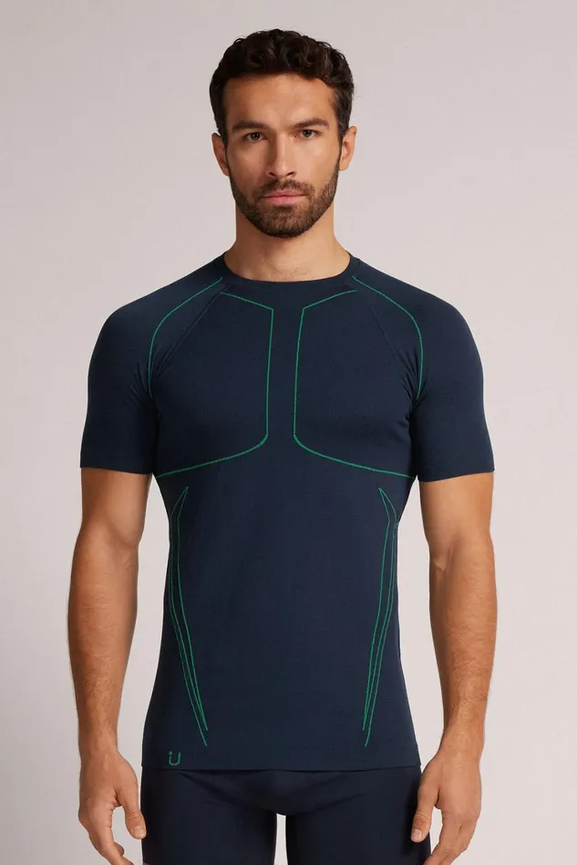 Intimissimi TShirts Polos Men Short Sleeve Technical Sport Top Blue 800 8211 Blu Notte