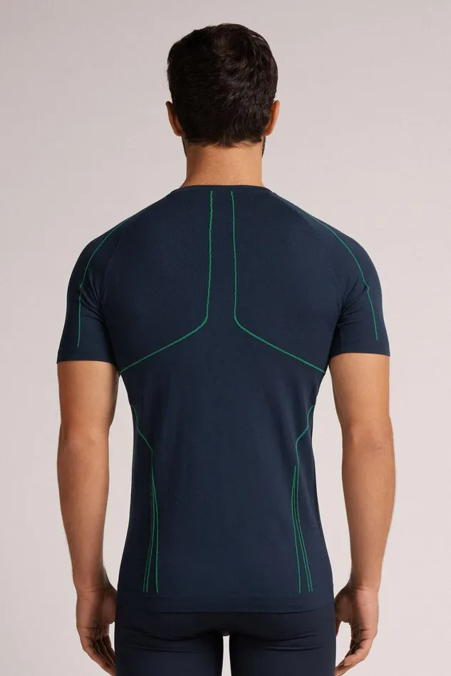 Intimissimi TShirts Polos Men Short Sleeve Technical Sport Top Blue 800 8211 Blu Notte