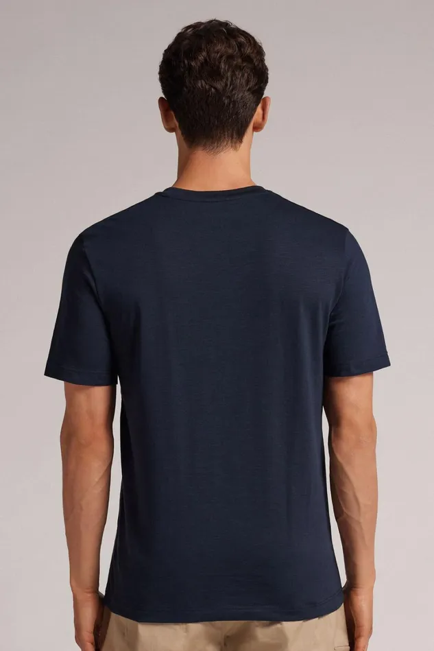 Intimissimi TShirts Polos Men Slub Cotton TShirt Blue 800 8211 Blu Notte