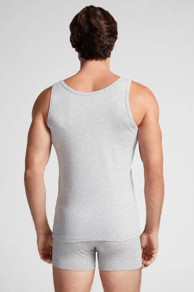 Intimissimi Tank Tops Undershirts Men Round Neck Tank Top In Stretch Superior Cotton Grey 031 8211 Light Heathered Grey
