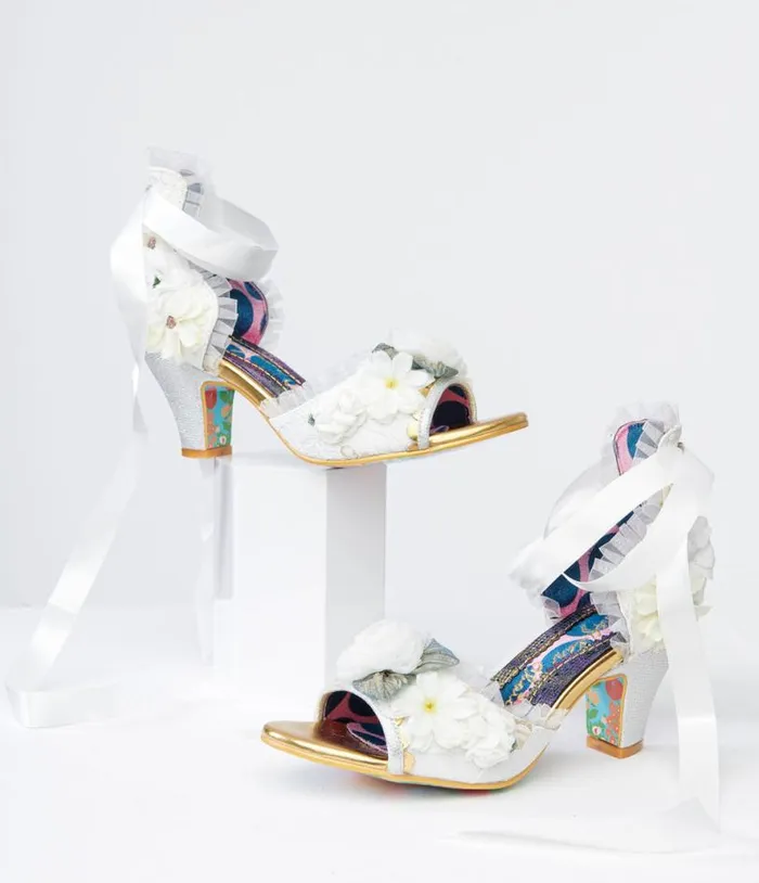 Irregular Choice White Flower Sandal Pump Shoes Unique Vintage Sandals