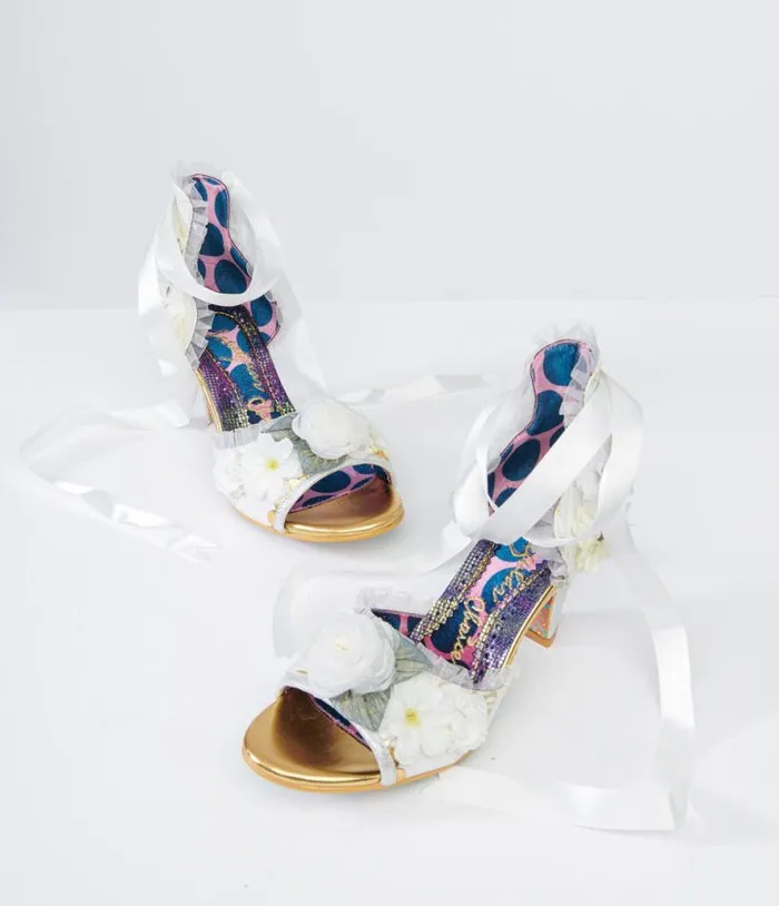 Irregular Choice White Flower Sandal Pump Shoes Unique Vintage Sandals