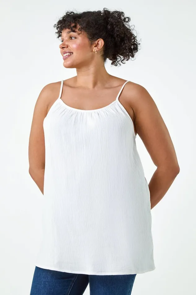 Ivory Curve Cotton Cami Top Women Roman Tops