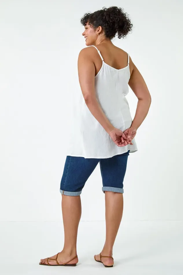 Ivory Curve Cotton Cami Top Women Roman Tops