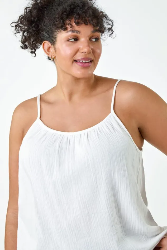 Ivory Curve Cotton Cami Top Women Roman Tops