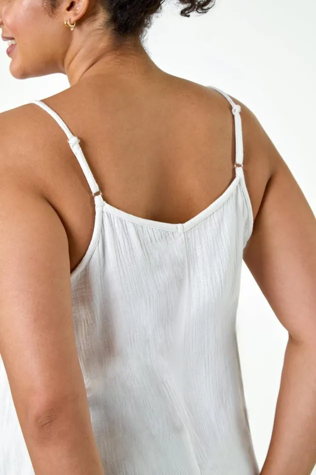 Ivory Curve Cotton Cami Top Women Roman Tops