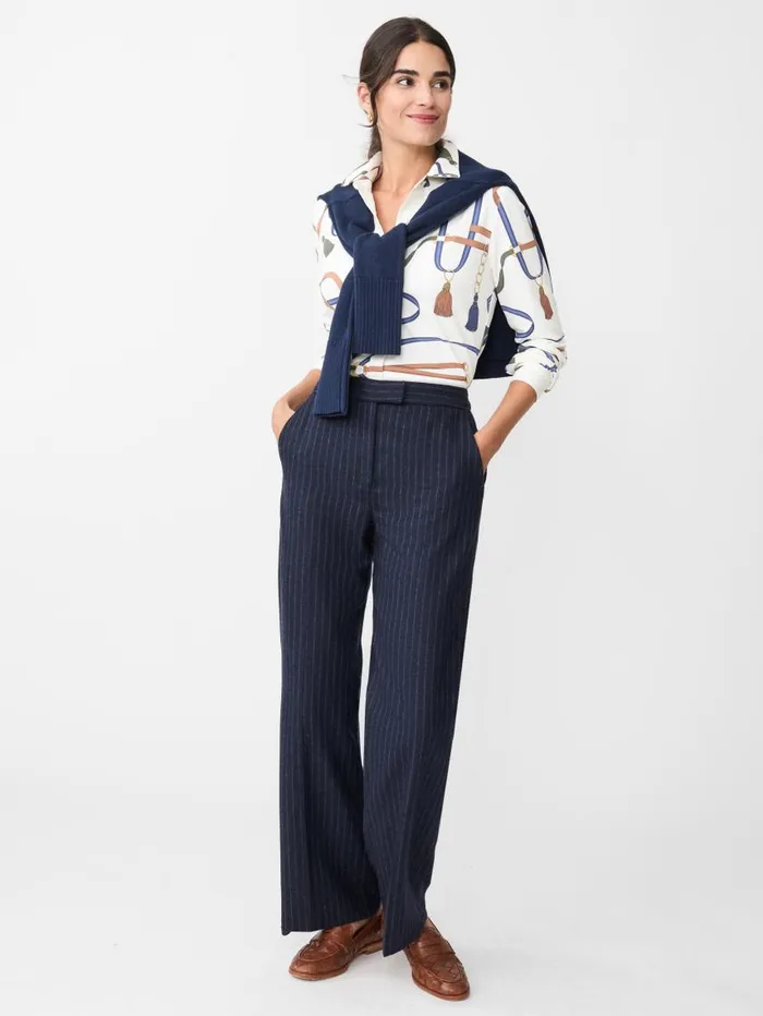 JMcLaughlin Betty Shirt In Fringe Fete Off Whitebluegreen Women Shirts and Tops