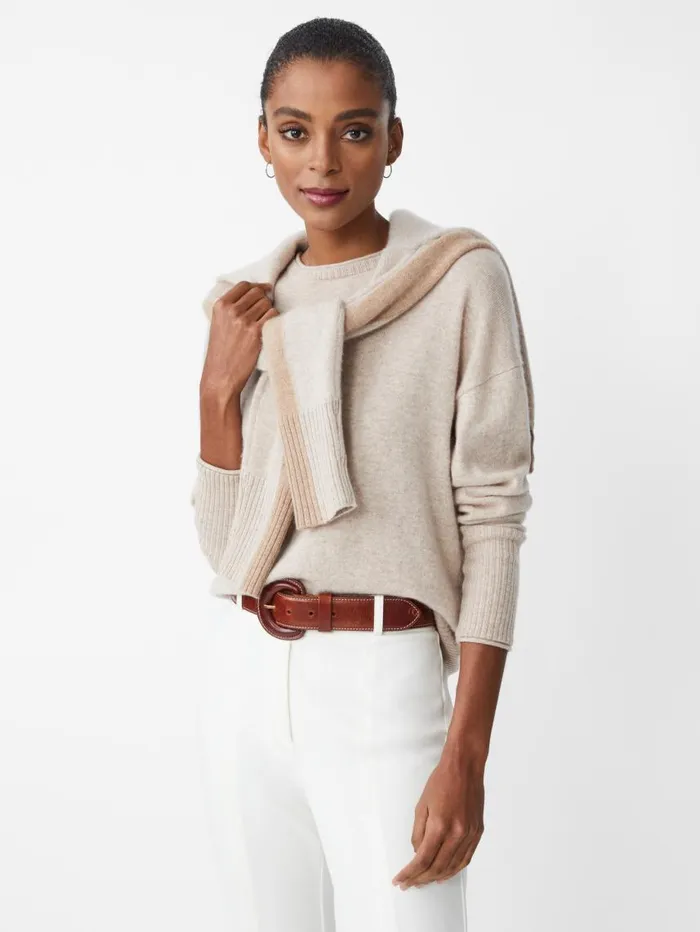 JMcLaughlin Caitie Cashmere Sweater Heather Oatmeal Women Sweaters