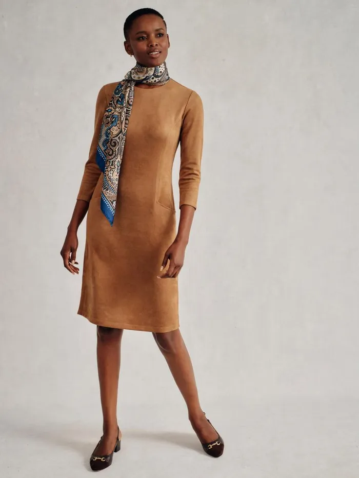 JMcLaughlin Catalyst Faux Suede Dress Tan Women Dresses JMcLaughlin Catalyst Faux Suede Dress Tan Women Dresses