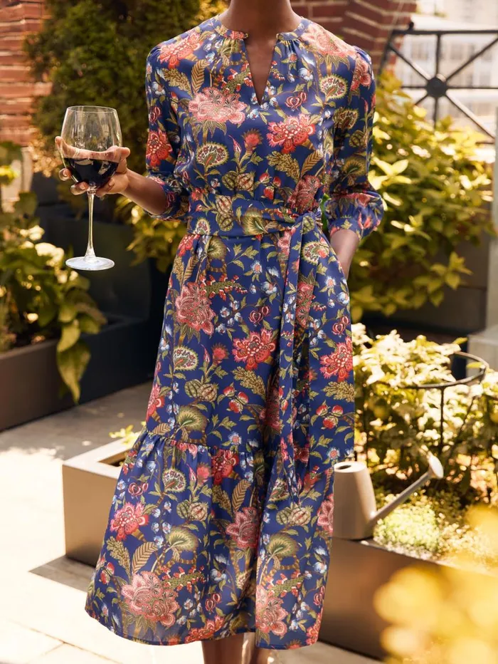 JMcLaughlin Cerina Dress In Baroque Bloom Navymulti Women Dresses