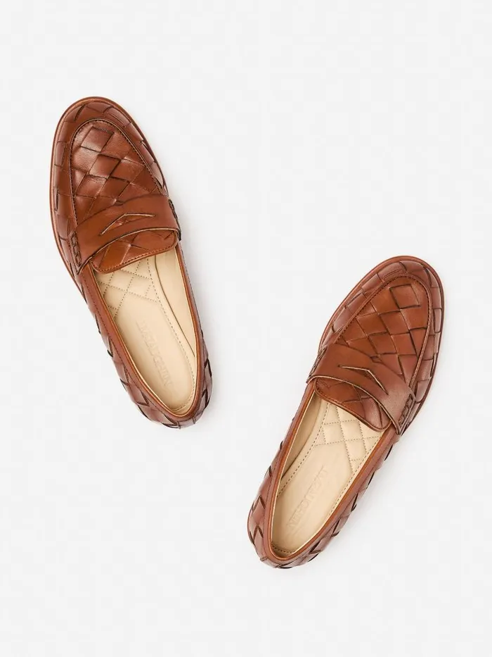 JMcLaughlin Concetta Woven Leather Loafers Saddle Women Flats JMcLaughlin Concetta Woven Leather Loafers Saddle Women Flats