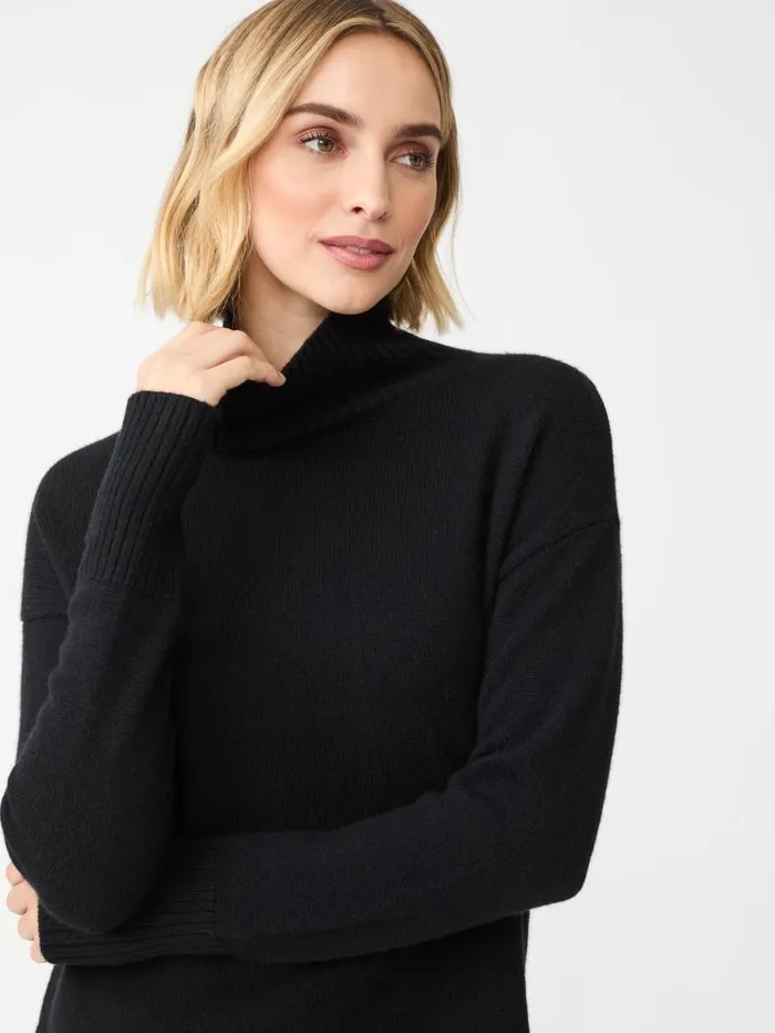 JMcLaughlin Dina Cashmere Turtleneck Black Women Sweaters JMcLaughlin Dina Cashmere Turtleneck Black Women Sweaters