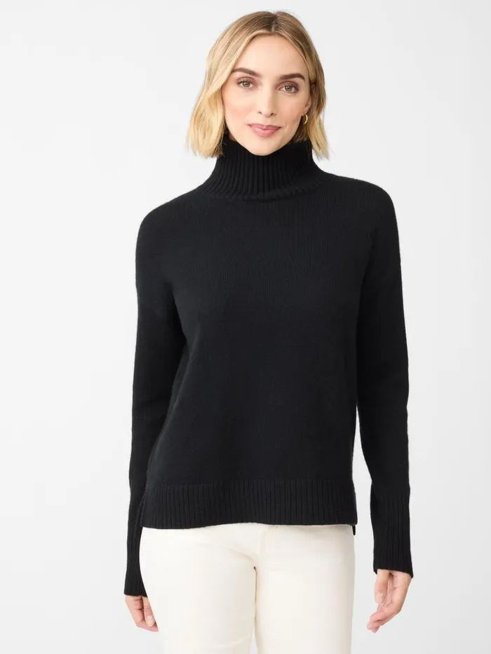 JMcLaughlin Dina Cashmere Turtleneck Black Women Sweaters JMcLaughlin Dina Cashmere Turtleneck Black Women Sweaters