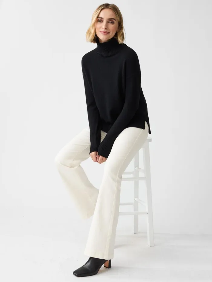 JMcLaughlin Dina Cashmere Turtleneck Black Women Sweaters JMcLaughlin Dina Cashmere Turtleneck Black Women Sweaters