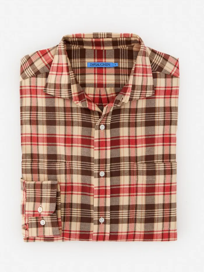 JMcLaughlin Dobson Classic Fit Flannel Shirt In Plaid Beigered Men Shirts