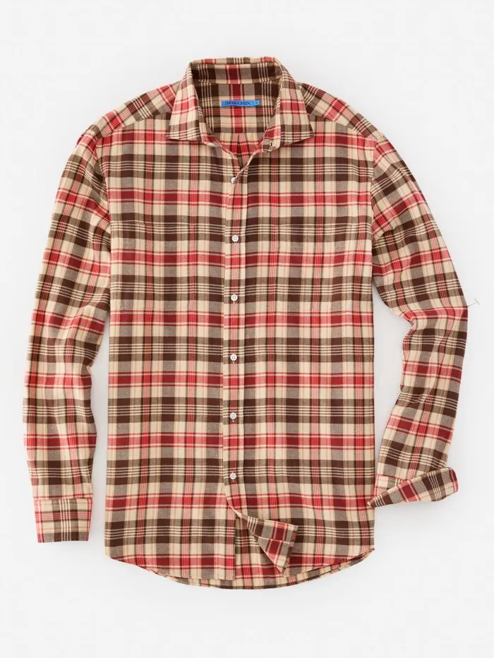 JMcLaughlin Dobson Classic Fit Flannel Shirt In Plaid Beigered Men Shirts