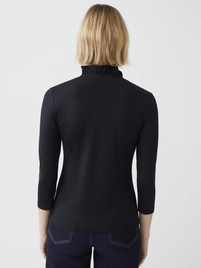 JMcLaughlin Durham Ruffle Top Black Women Shirts and Tops