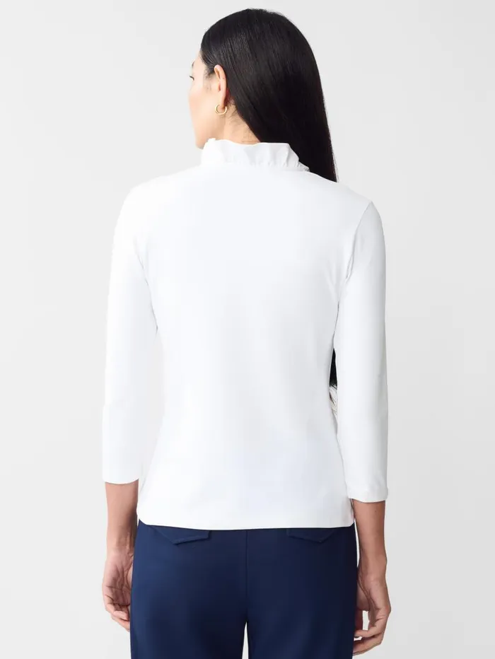 JMcLaughlin Durham Ruffle Top White Women Shirts and Tops