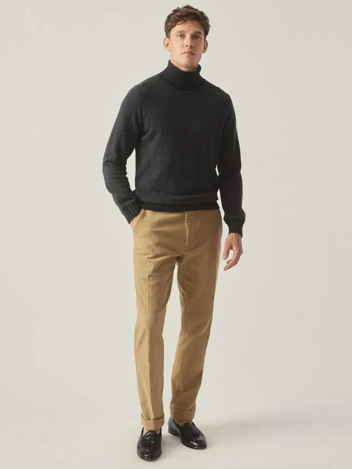 JMcLaughlin Islay Roll Neck Sweater In Birdseye Charcoalgray Men Sweaters JMcLaughlin Islay Roll Neck Sweater In Birdseye Charcoalgray Men Sweaters