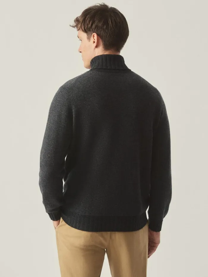 JMcLaughlin Islay Roll Neck Sweater In Birdseye Charcoalgray Men Sweaters JMcLaughlin Islay Roll Neck Sweater In Birdseye Charcoalgray Men Sweaters