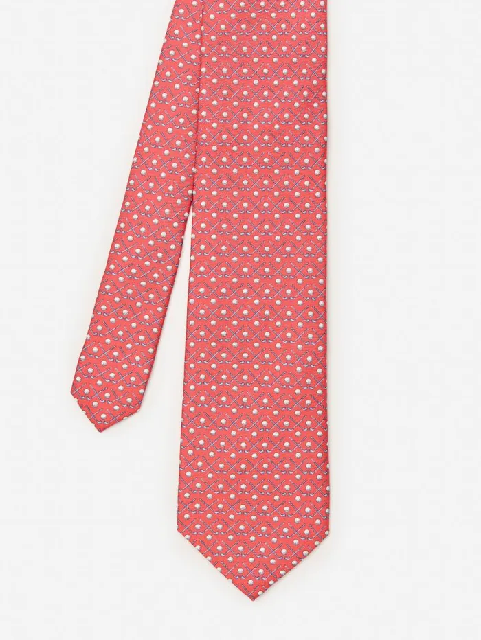 JMcLaughlin Italian Silk Tie In Golf Red Men Ties