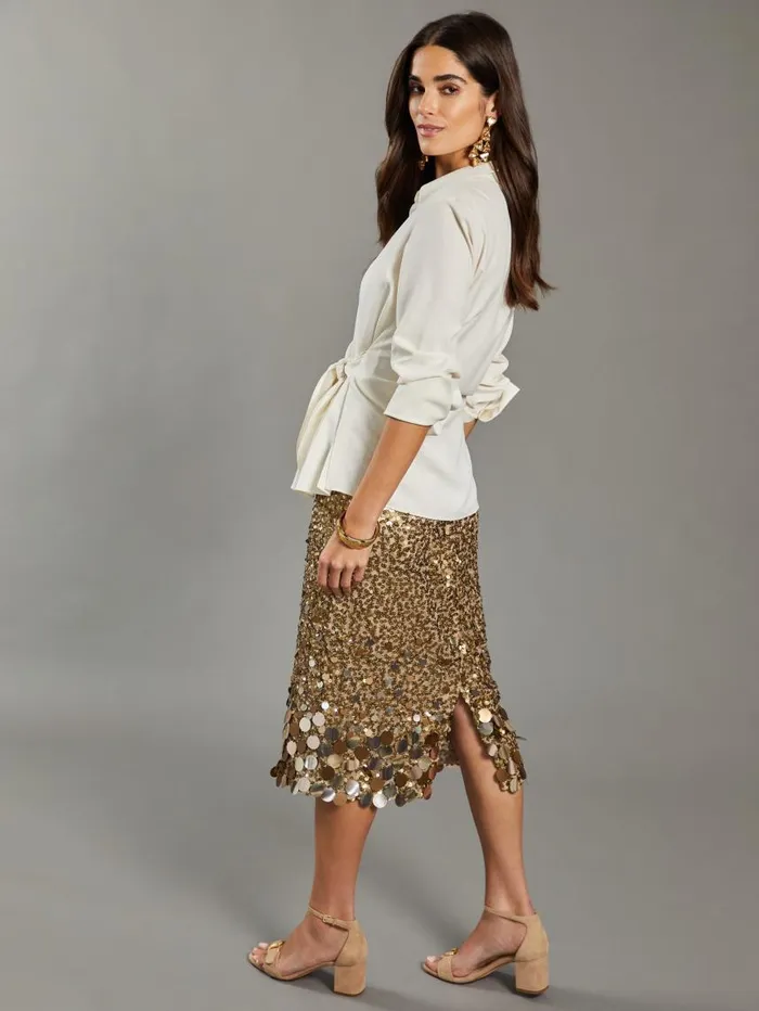 JMcLaughlin Jessica Sequin Skirt RSVP X Steven Stolman Gold Women Skirts and Skorts JMcLaughlin Jessica Sequin Skirt RSVP X Steven Stolman Gold Women Skirts and Skorts