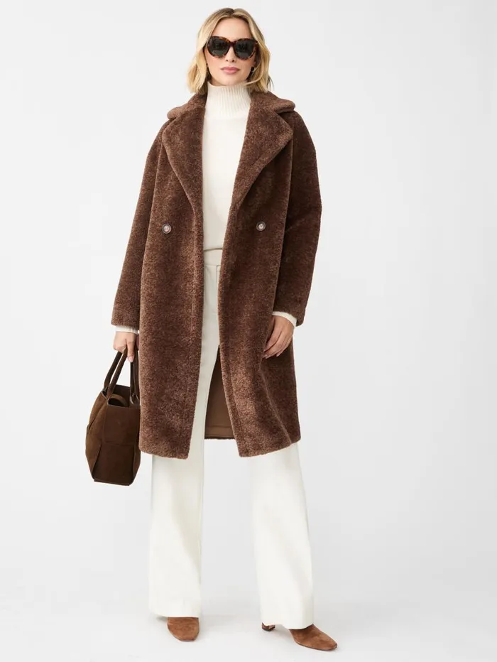 JMcLaughlin Kenyon Faux Shearling Coat Brown Women Jackets and Outerwear