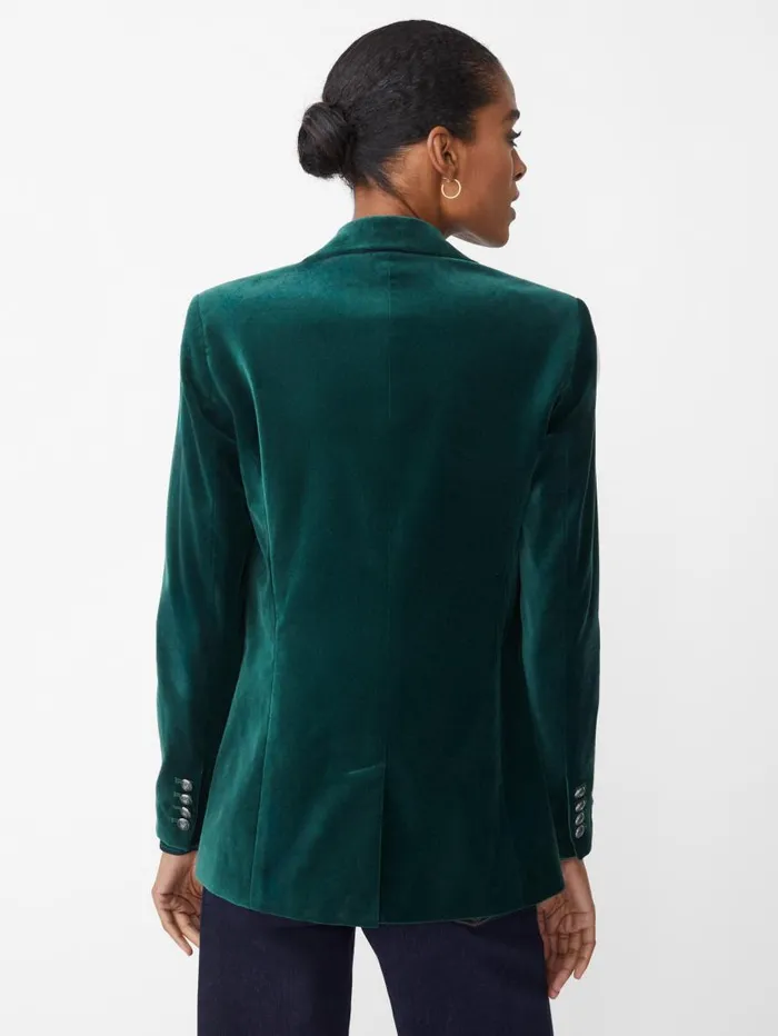 JMcLaughlin Lainie Velvet Blazer Deep Emerald Women Jackets and Outerwear